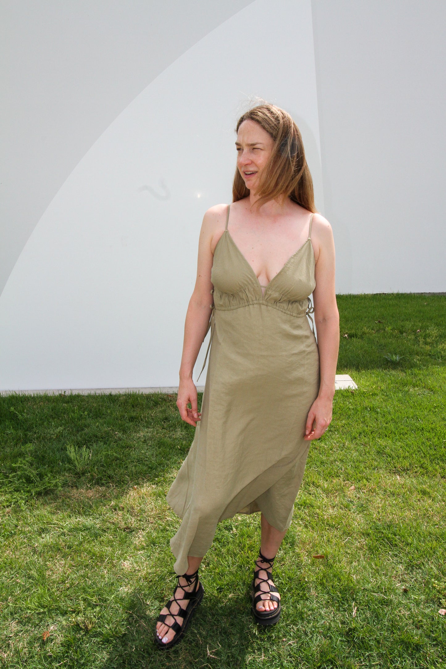Sofia Ties Maxi Dress in khaki