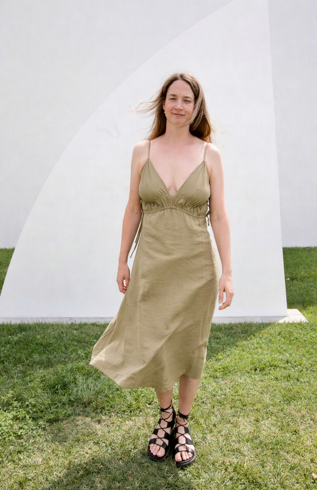 Sofia Ties Maxi Dress in khaki