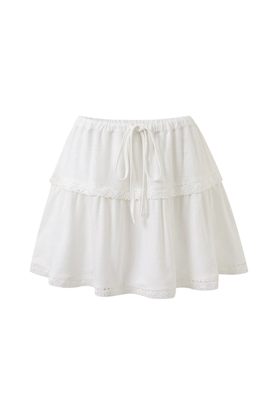 Fashion Brand Company White Soft Linen Mini Skort