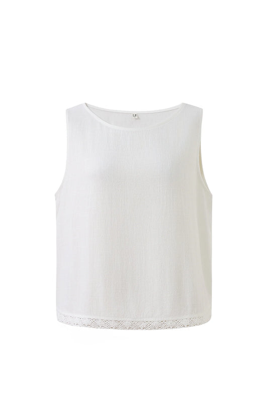 Fashion Brand Company Shift Tank Soft Linen White Lace Trim