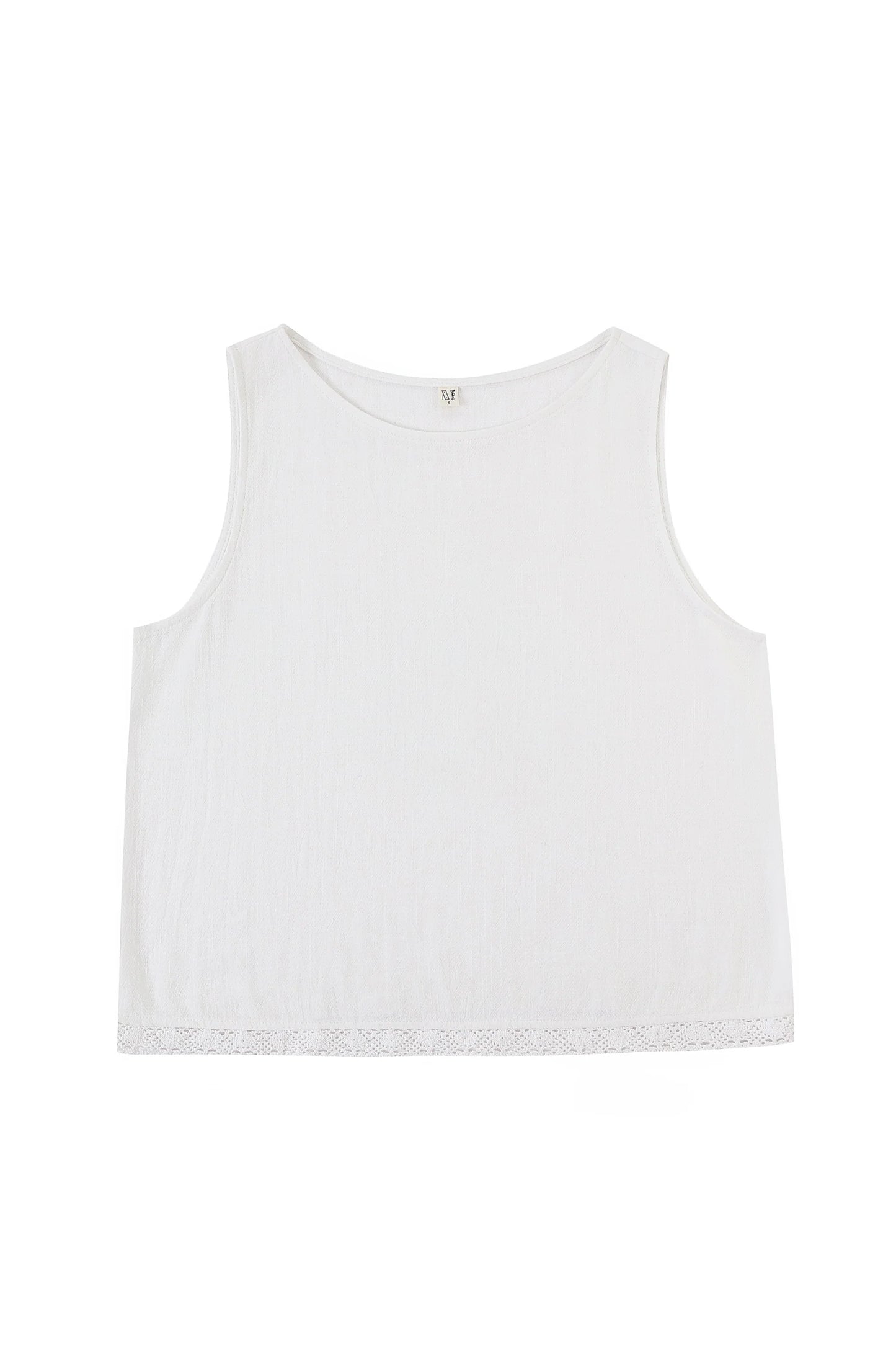Fashion Brand Company Shift Tank Soft Linen White Lace Trim